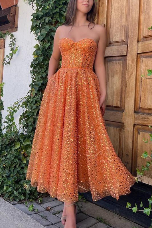  Melina | A-Line Prom Dresses Sparkle & Shine Dress Cocktail Party Floor Length Sleeveless Sweetheart Lace with Sequin - Prom Dress - DYAVOR® 