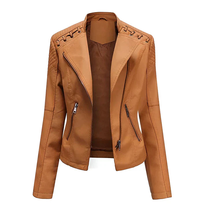  Arline - pu leather jacket with zipper -  - DYAVOR® 