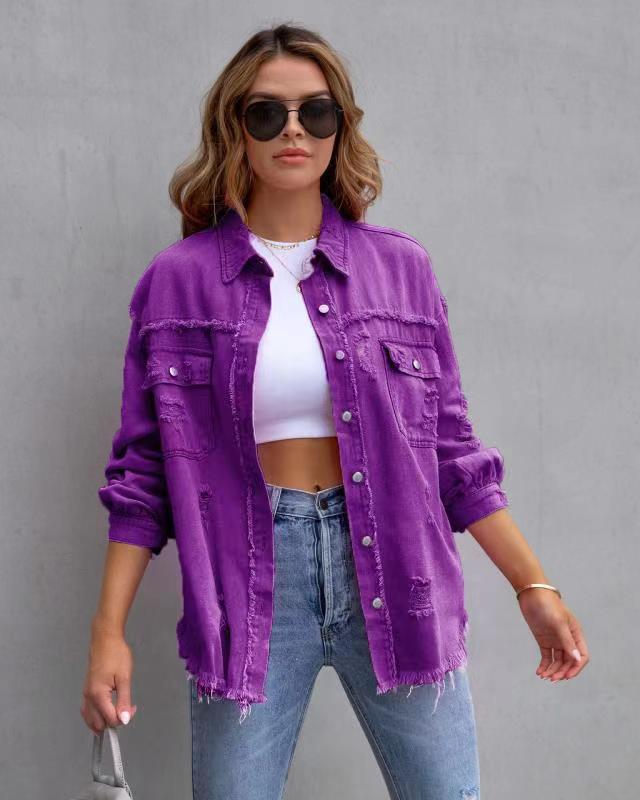  Ripped Denim Shirt Jacket - Shirts & Tops - DYAVOR® 
