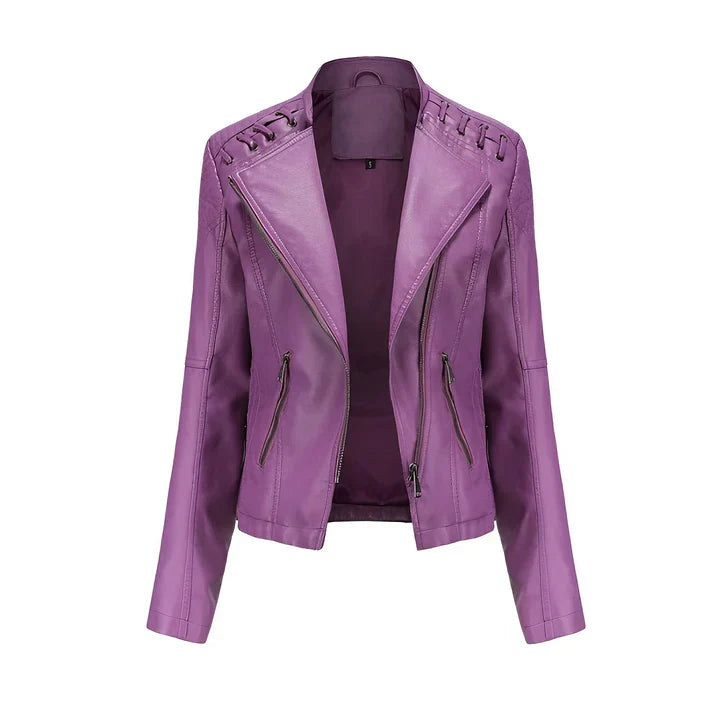  Arline - pu leather jacket with zipper -  - DYAVOR® 