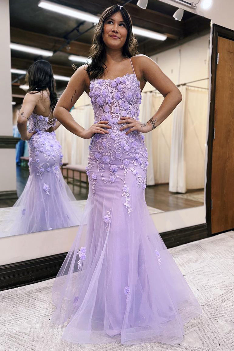  Armani |Lilac Mermaid Scoop Neck Prom Dress with Appliques - Prom Dress - DYAVOR® 
