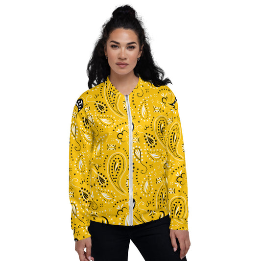  Yellow Paisley Unisex Bomber Jacket - Unisex Bomber Jacket - DYAVOR® 