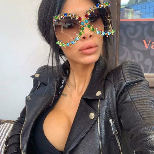  Women's Pearl Flower Crystal Hip Hop Steampunk Round Sunglasses - Women Sunglasses - DYAVOR® 