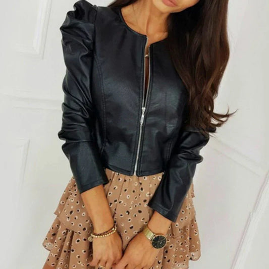  Zahra jacket | elegant short jacket in leather look for women -  - DYAVOR® 