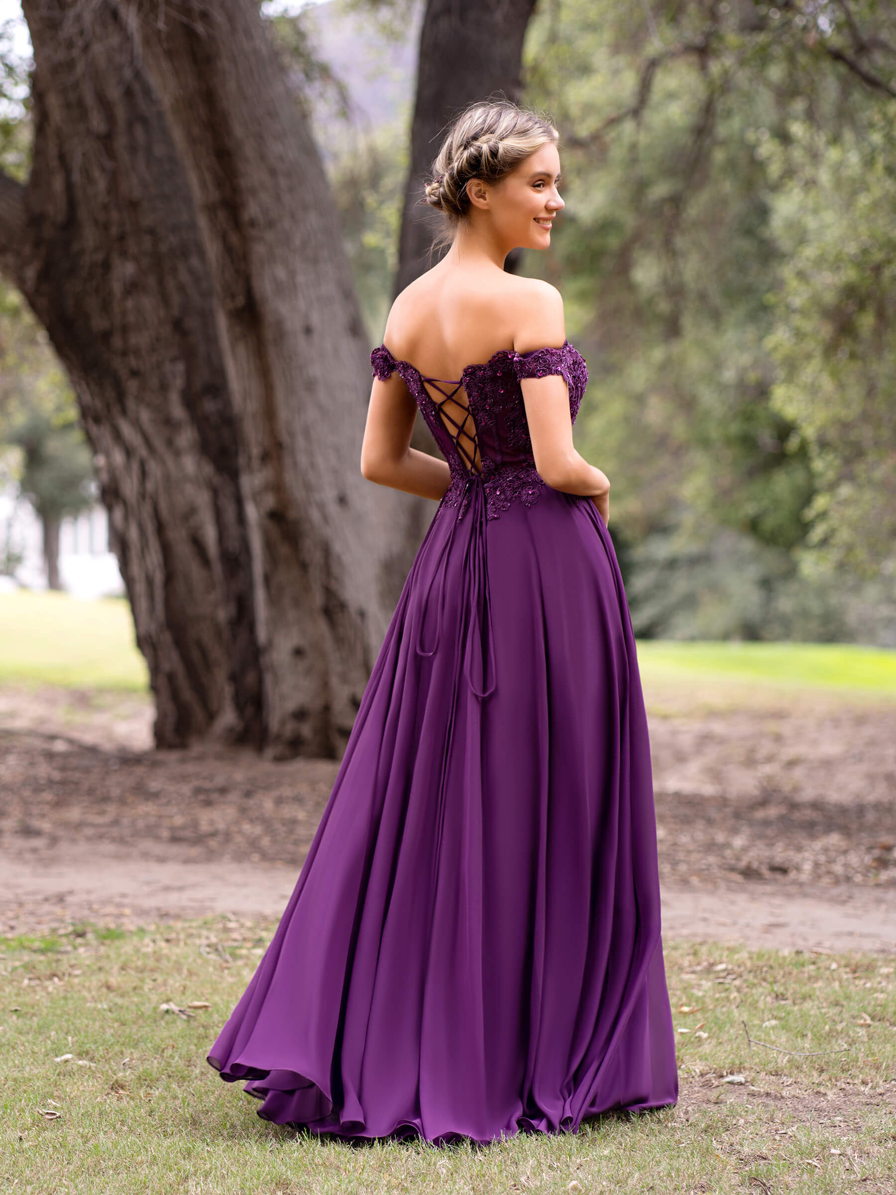  Applique Lace Floor Length Chiffon Prom Dress - Prom Dresses - DYAVOR® 