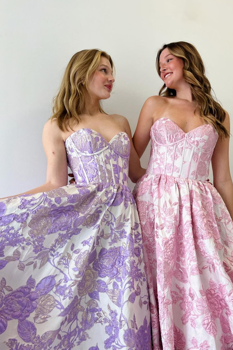  Delice | A-Line Sweetheart Floral Printed Long Prom Dresses - Prom Dress - DYAVOR® 