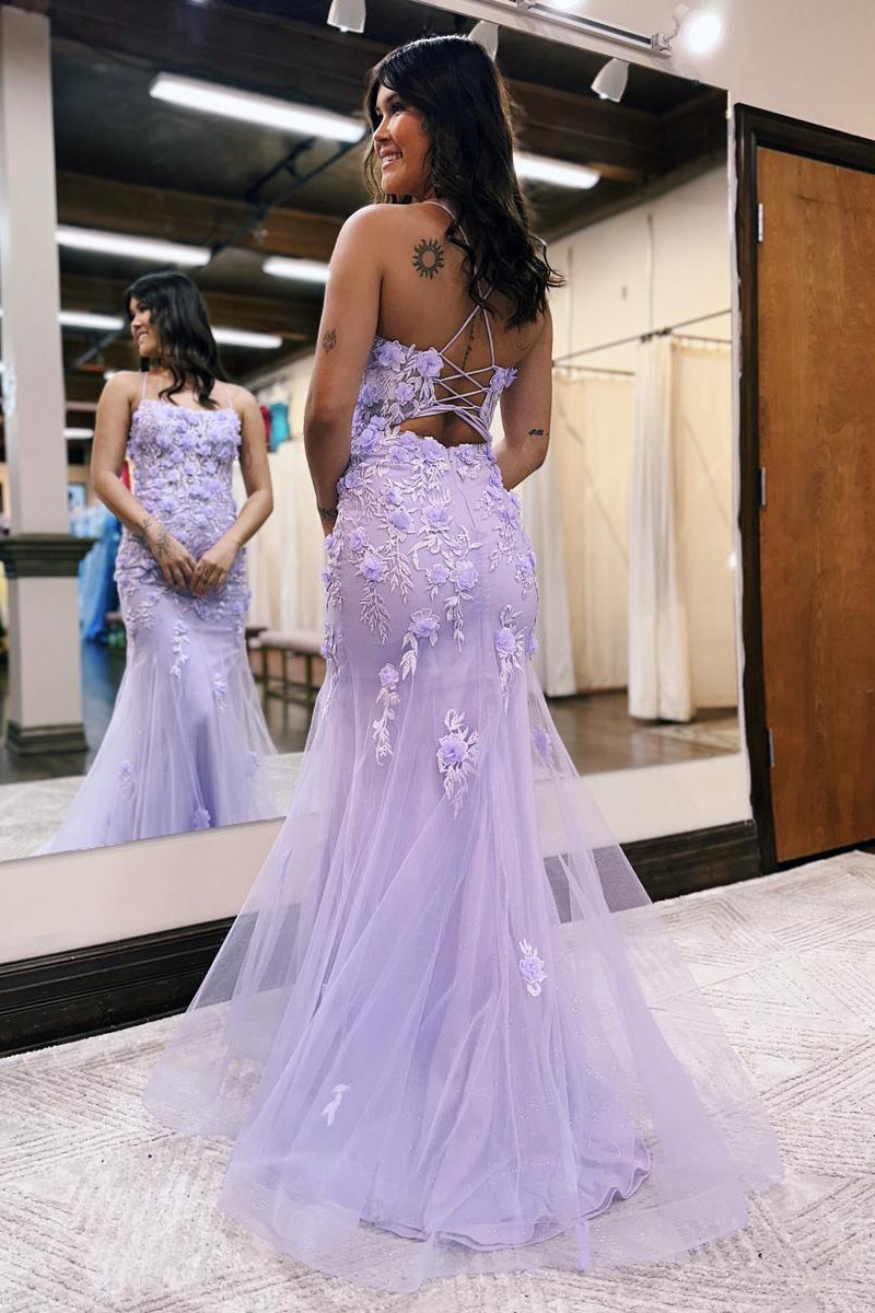  Armani |Lilac Mermaid Scoop Neck Prom Dress with Appliques - Prom Dress - DYAVOR® 