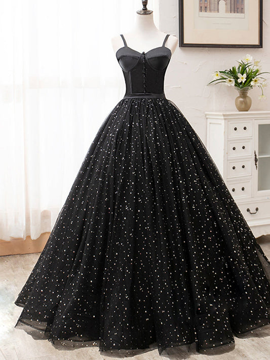  V Neck Glitter Black Long Prom Dress - Prom Dress - DYAVOR® 