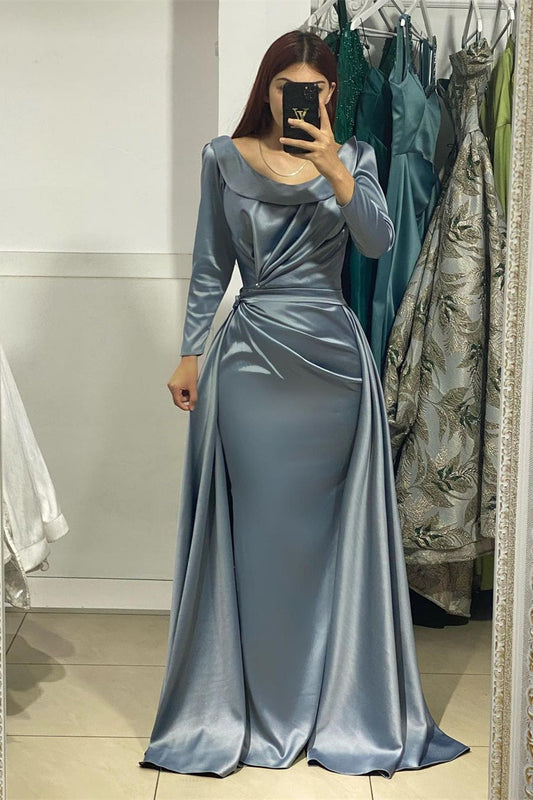  Beautiful Long Jewel Satin Long Sleeves Mermaid Prom Dress - Prom Dresses - DYAVOR® 