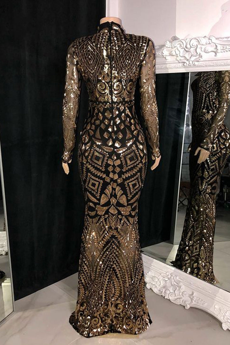  Beautiful Long Mermaid High Neck Lace Long Sleeves Prom Dress - Prom Dresses - DYAVOR® 