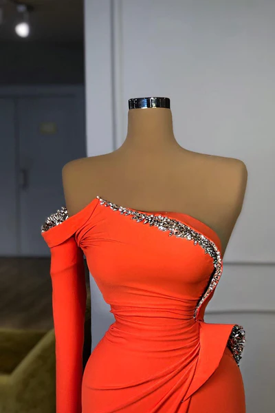 Beautiful Long Off-the-shoulder Satin Split Prom Dress With Long Sleeve - Prom Dresses - DYAVOR® 