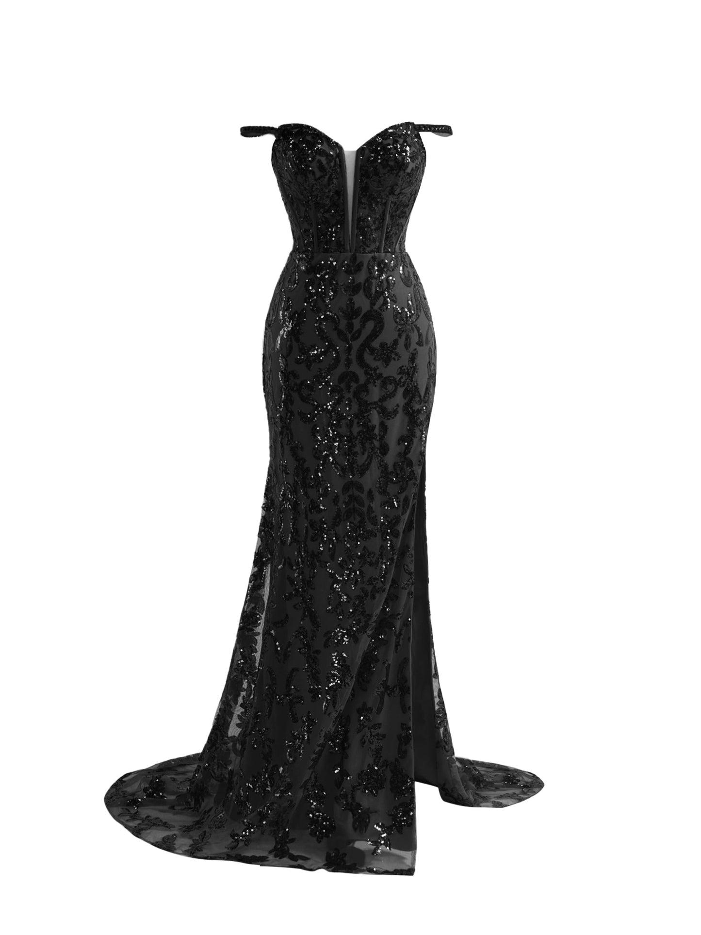  Erryn | Black Sheath Sequins Long Prom Dress with Slit - Prom Dress - DYAVOR® 