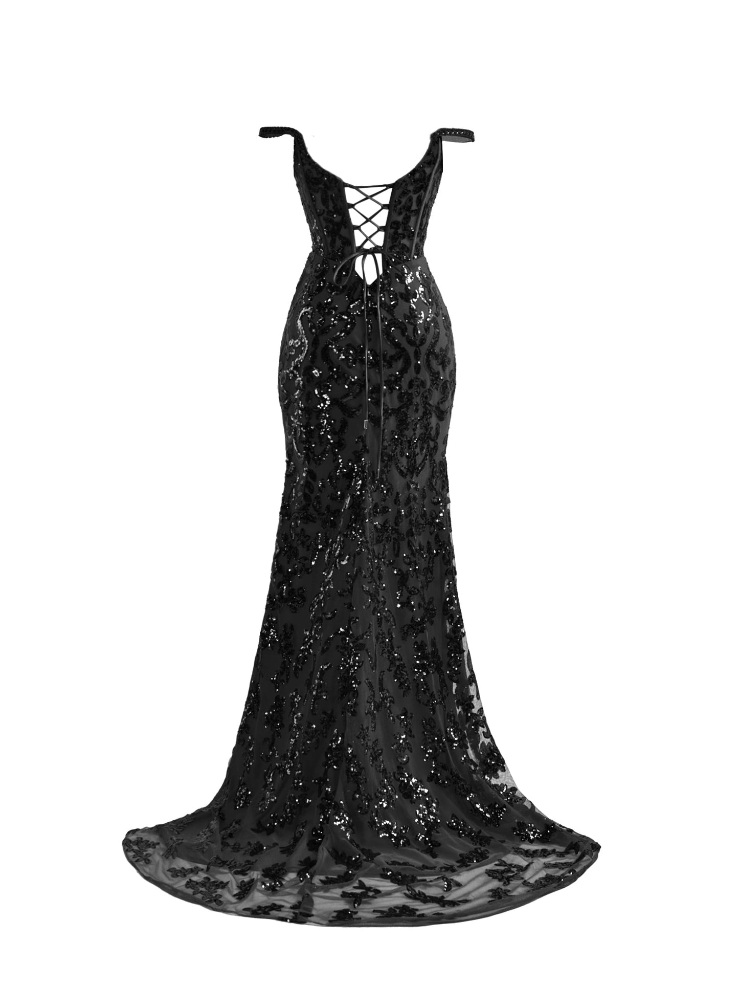  Erryn | Black Sheath Sequins Long Prom Dress with Slit - Prom Dress - DYAVOR® 