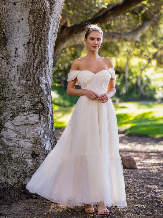  Boho A-line Off-Shoulder Tulle Prom Dress - Prom Dresses - DYAVOR® 