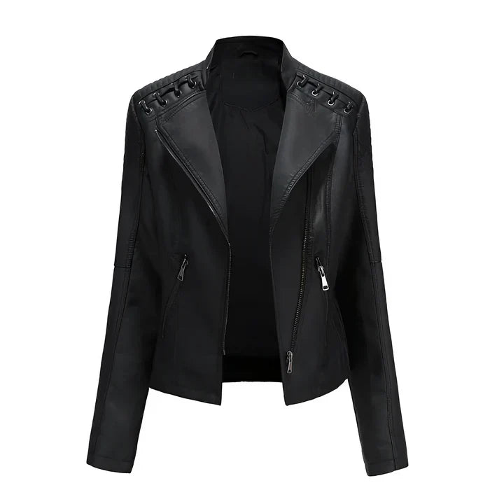  Arline - pu leather jacket with zipper -  - DYAVOR® 