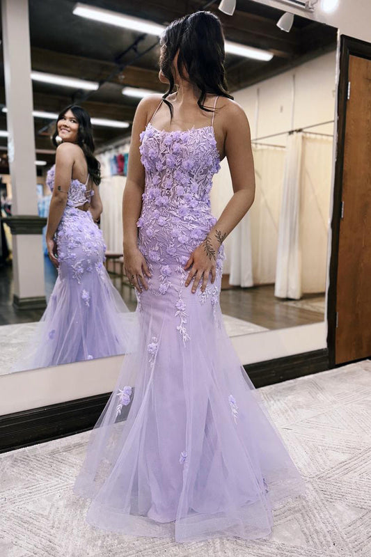  Armani |Lilac Mermaid Scoop Neck Prom Dress with Appliques - Prom Dress - DYAVOR® 