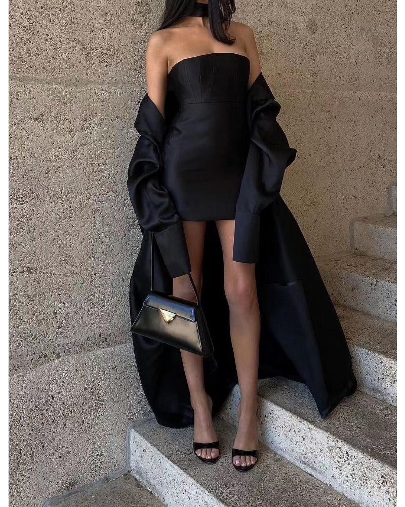  Autumn and winter pure lapel long coat + skirt two-piece set - new-arrrival - DYAVOR® 