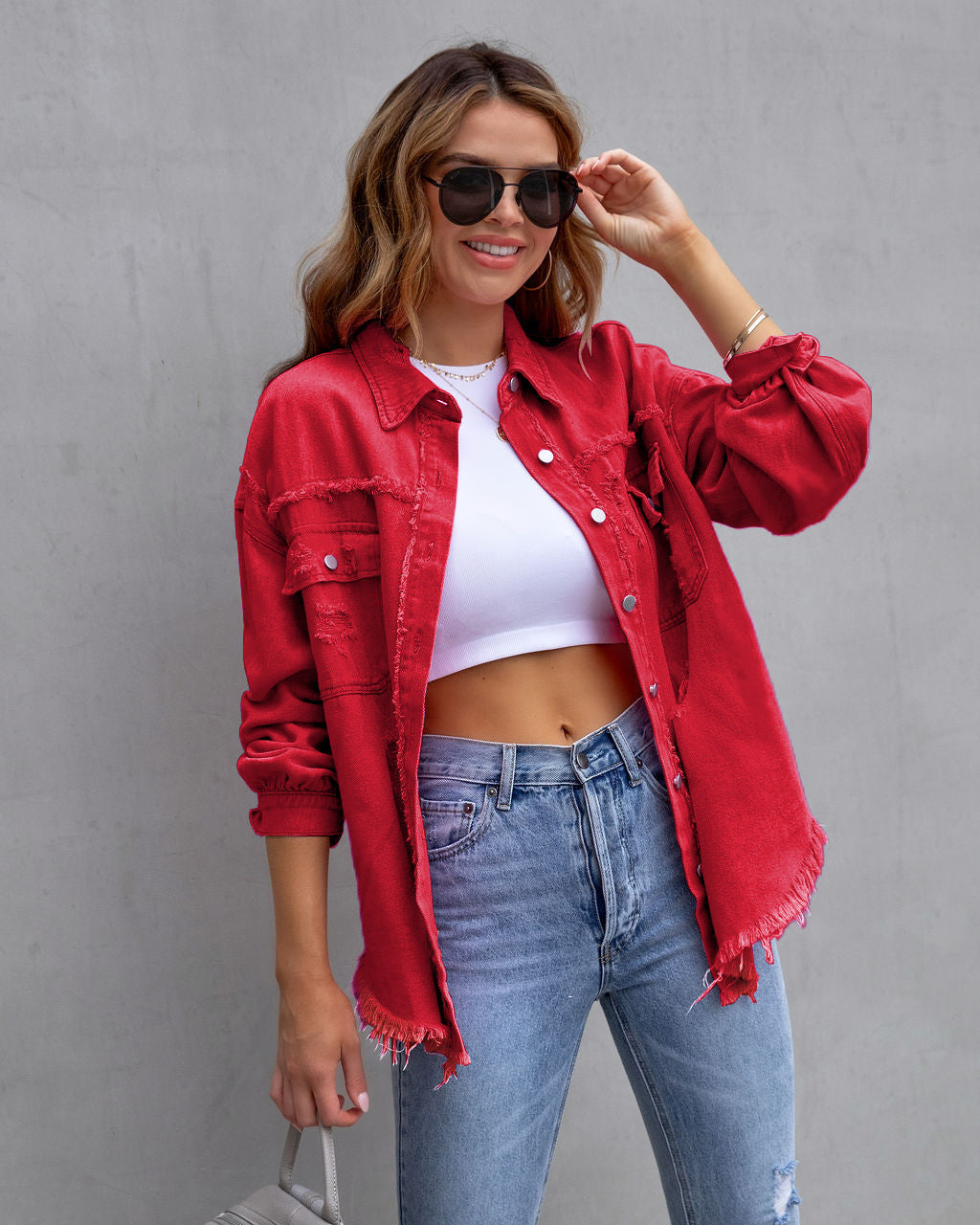  Ripped Denim Shirt Jacket - Shirts & Tops - DYAVOR® 