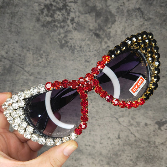  Women's Luxury Retro Glitter Crystal Shades Cat Eyes Sunglasses - Women Sunglasses - DYAVOR® 