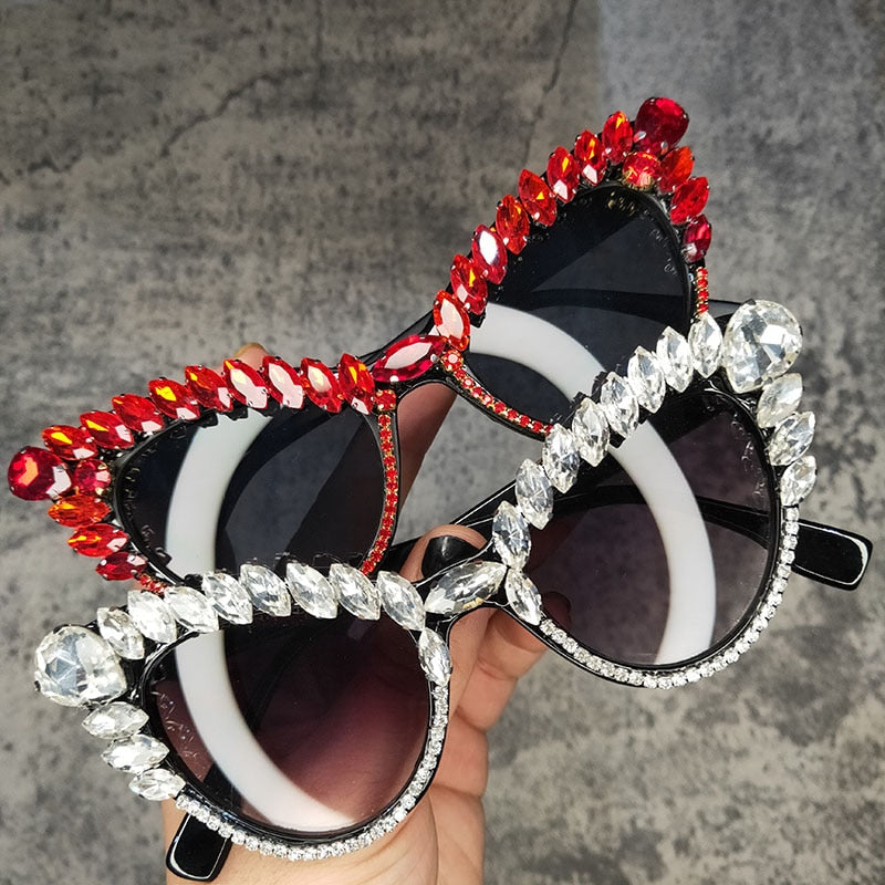  Women's Gradient Luxury Designer Crystal Cat Eyes Sunglasses - Women Sunglasses - DYAVOR® 