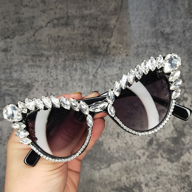  Women's Gradient Luxury Designer Crystal Cat Eyes Sunglasses - Women Sunglasses - DYAVOR® 
