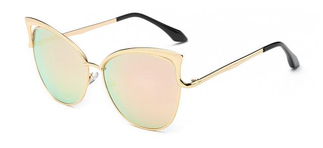  Cateye Flat Pantos Shape Rose Gold Metal Frame Unisex Sunglasses - Unisex Sunglasses - DYAVOR® 