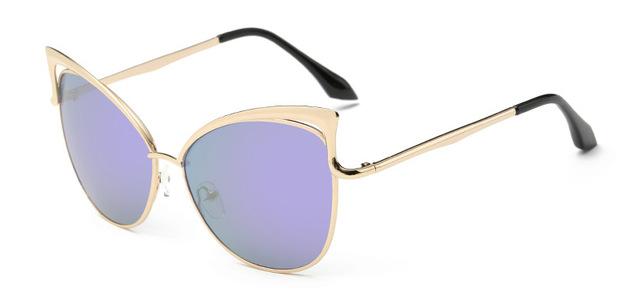  Cateye Flat Pantos Shape Rose Gold Metal Frame Unisex Sunglasses - Unisex Sunglasses - DYAVOR® 