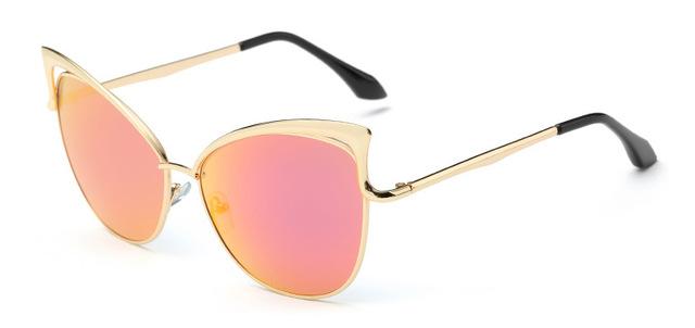  Cateye Flat Pantos Shape Rose Gold Metal Frame Unisex Sunglasses - Unisex Sunglasses - DYAVOR® 