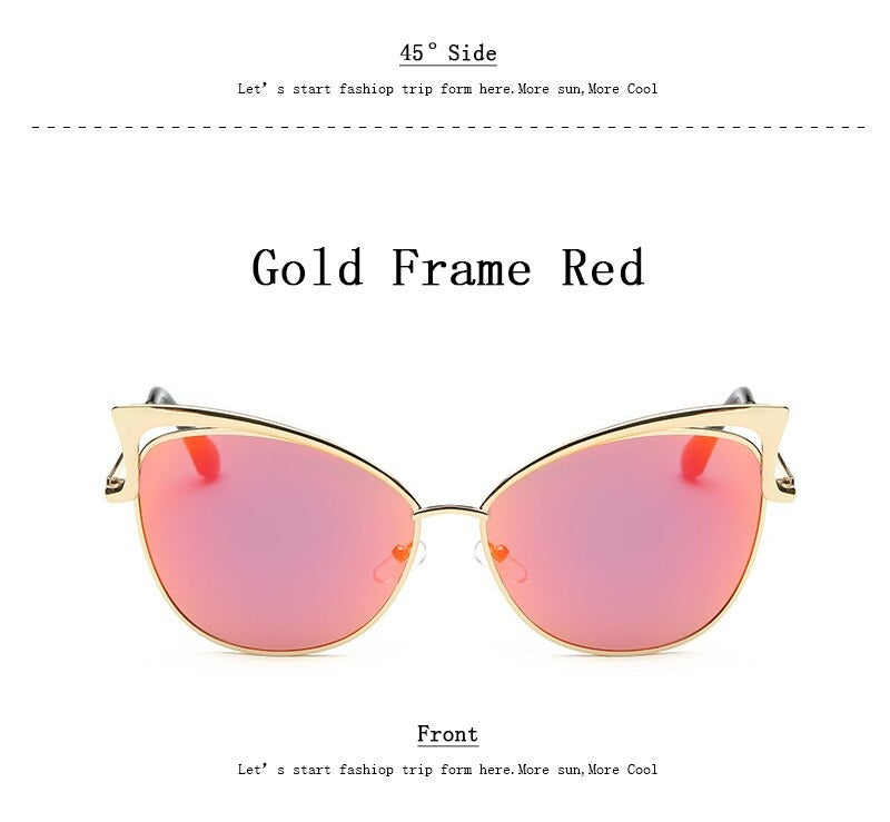  Cateye Flat Pantos Shape Rose Gold Metal Frame Unisex Sunglasses - Unisex Sunglasses - DYAVOR® 