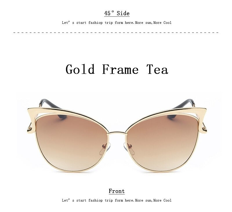  Cateye Flat Pantos Shape Rose Gold Metal Frame Unisex Sunglasses - Unisex Sunglasses - DYAVOR® 