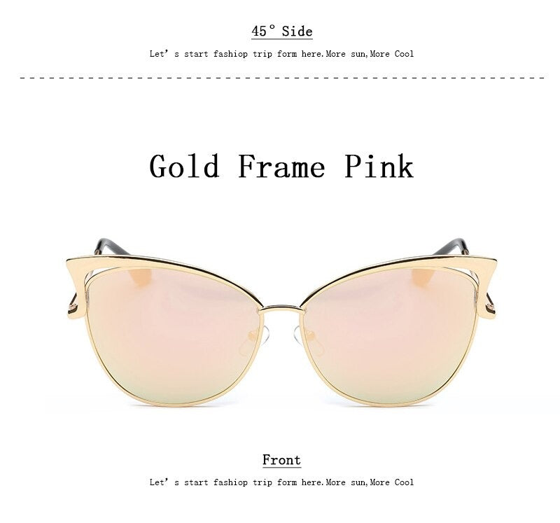  Cateye Flat Pantos Shape Rose Gold Metal Frame Unisex Sunglasses - Unisex Sunglasses - DYAVOR® 