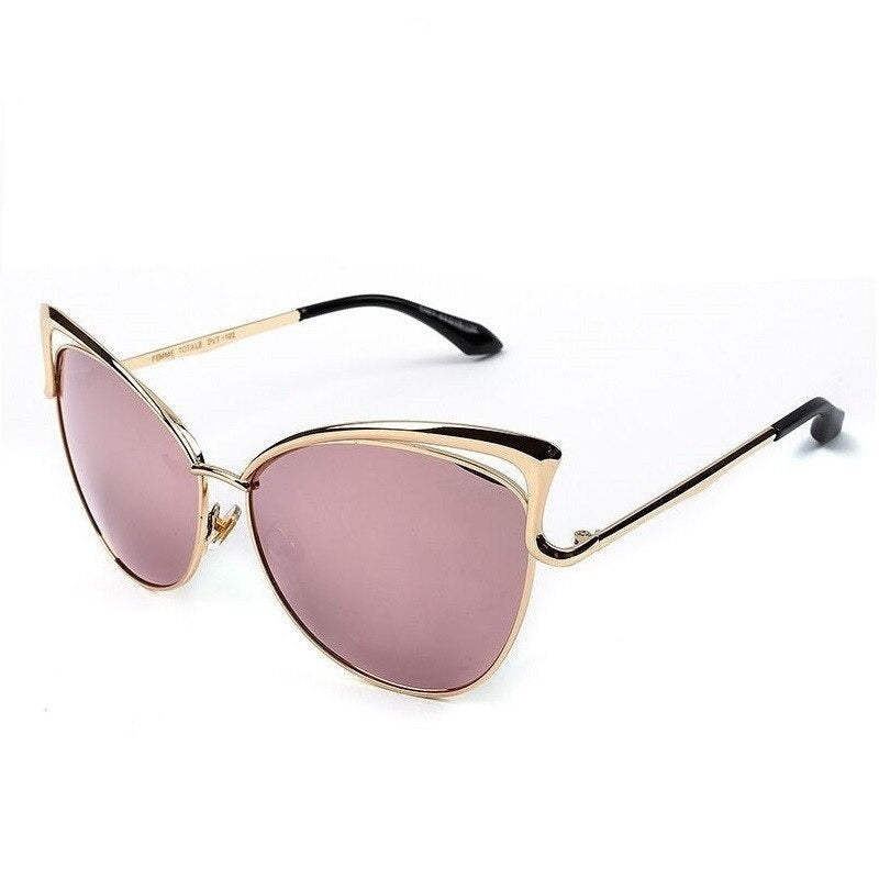  Cateye Flat Pantos Shape Rose Gold Metal Frame Unisex Sunglasses - Unisex Sunglasses - DYAVOR® 