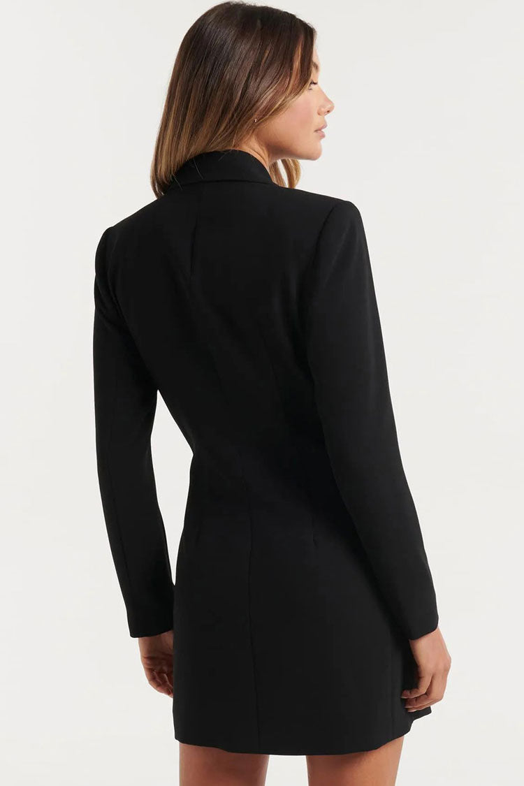  Classic Lapel Collar Double Breasted Blazer Mini Dress - Black - Blazer - DYAVOR® 