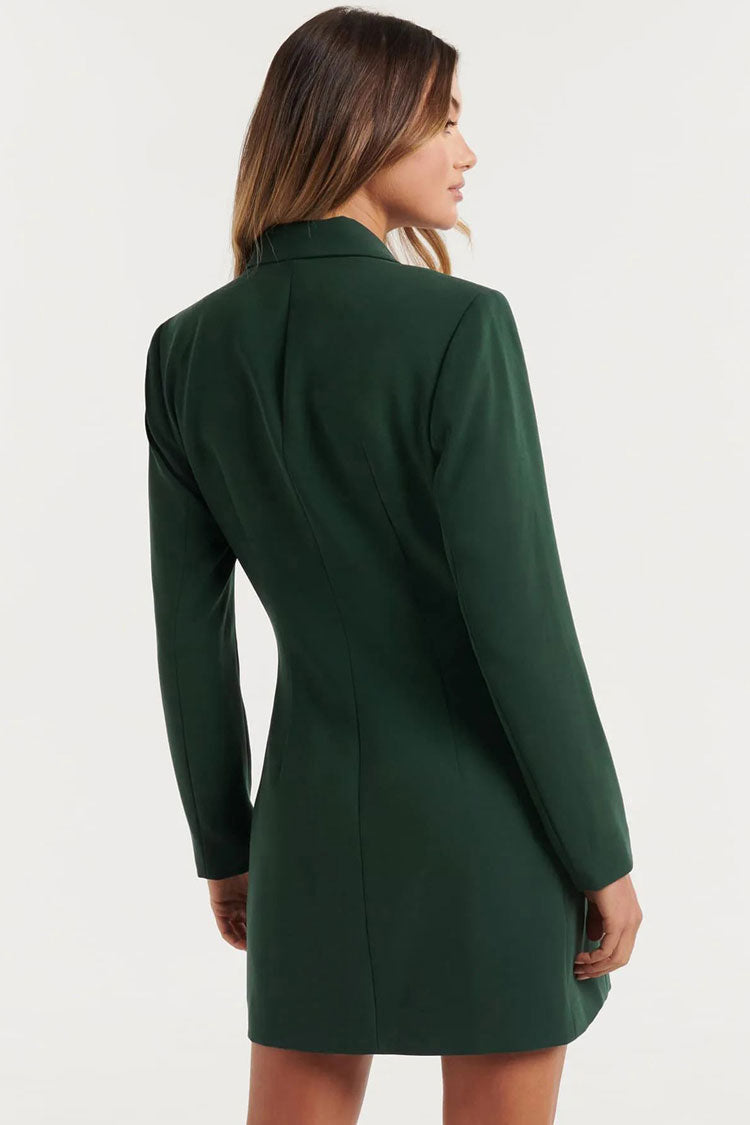  Classic Lapel Collar Double Breasted Blazer Mini Dress - Emerald Green - Blazer - DYAVOR® 