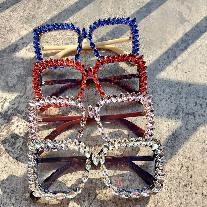  Women's Handmade Luxury Crystal Classic Oversize Square Sunglasses - Women Sunglasses - DYAVOR® 