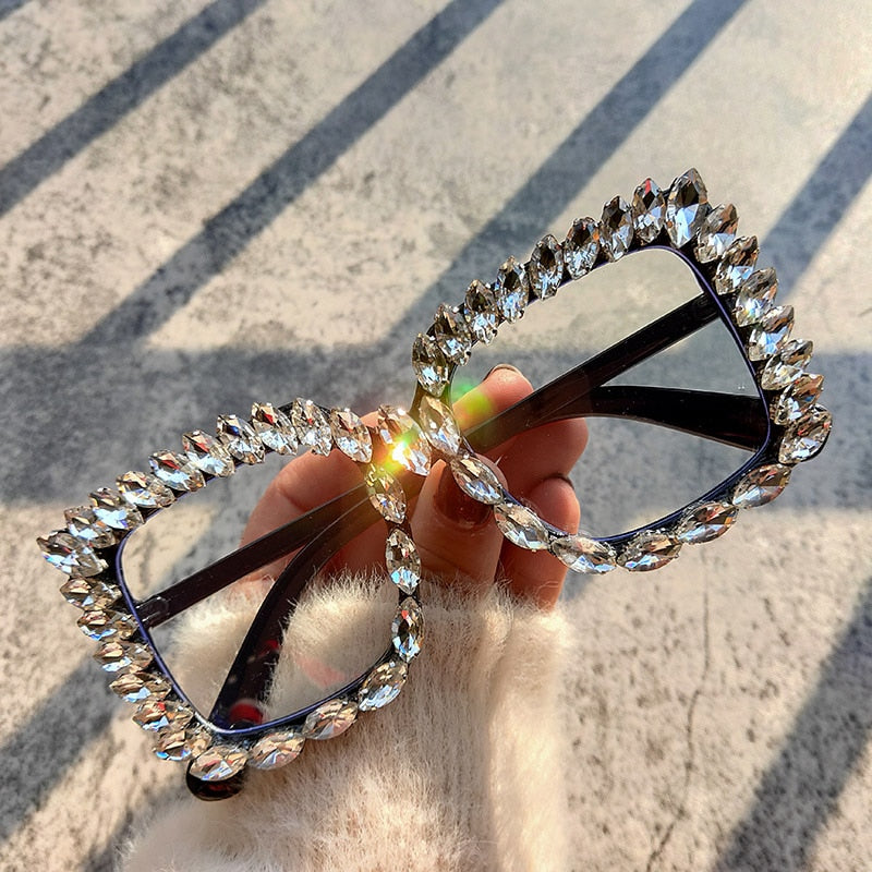  Women's Handmade Luxury Crystal Classic Oversize Square Sunglasses - Women Sunglasses - DYAVOR® 