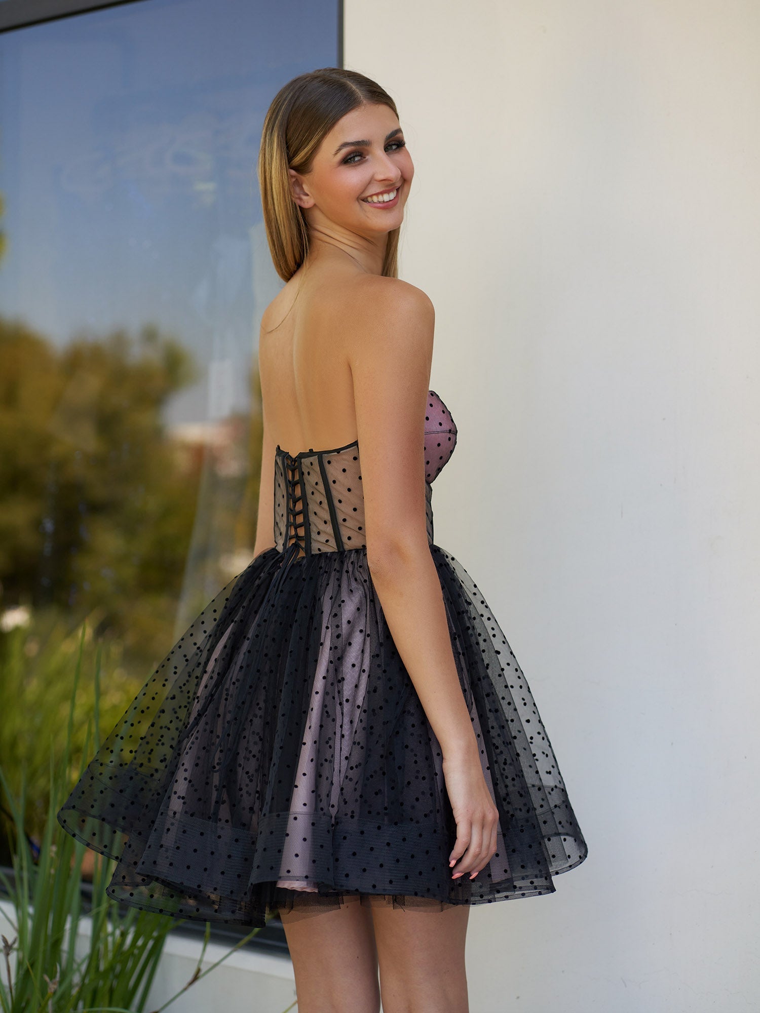  Corset Dotted Tulle Short Length Tulle Homecoming Dress - Prom Dresses - DYAVOR® 