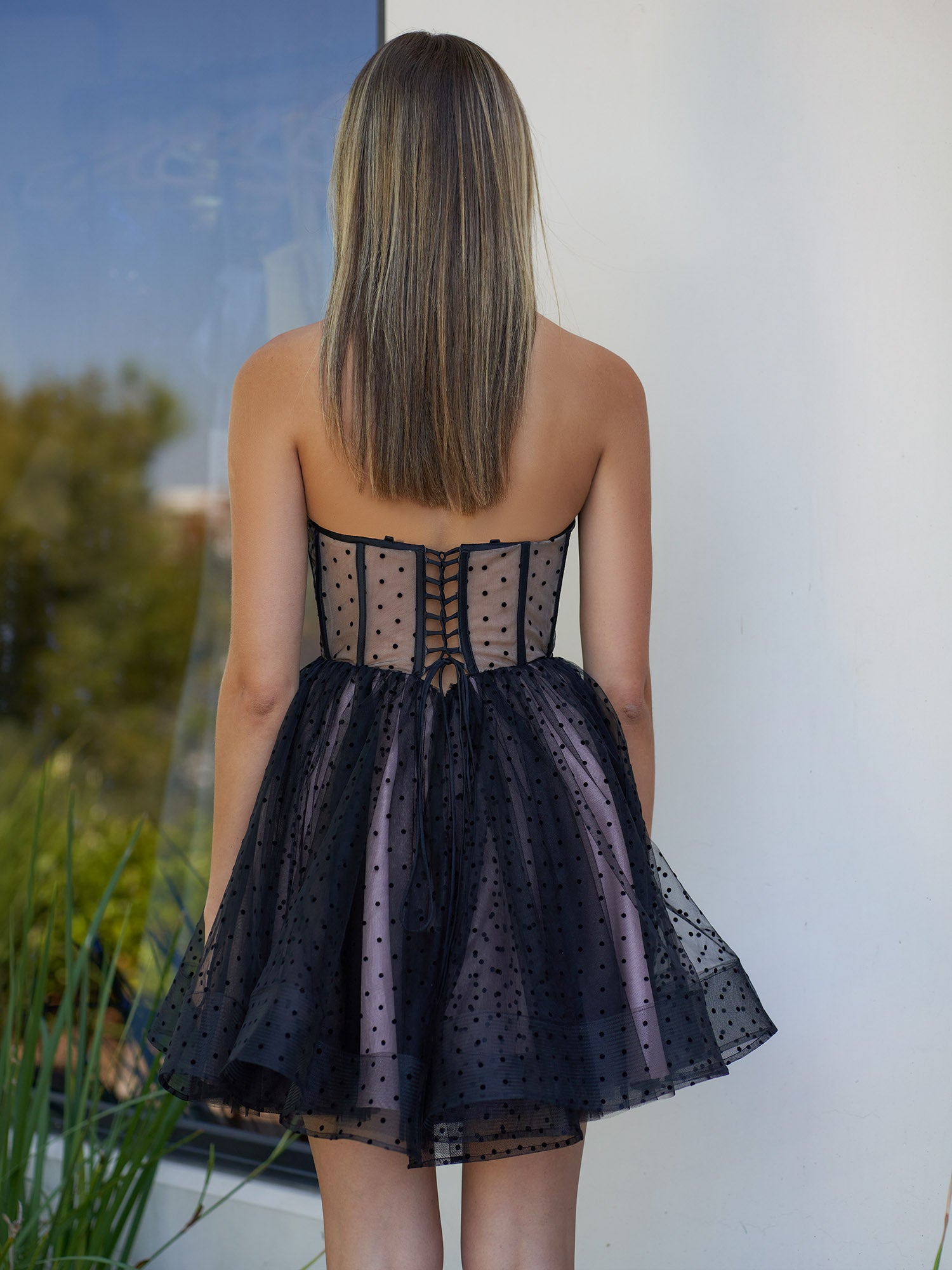  Corset Dotted Tulle Short Length Tulle Homecoming Dress - Prom Dresses - DYAVOR® 