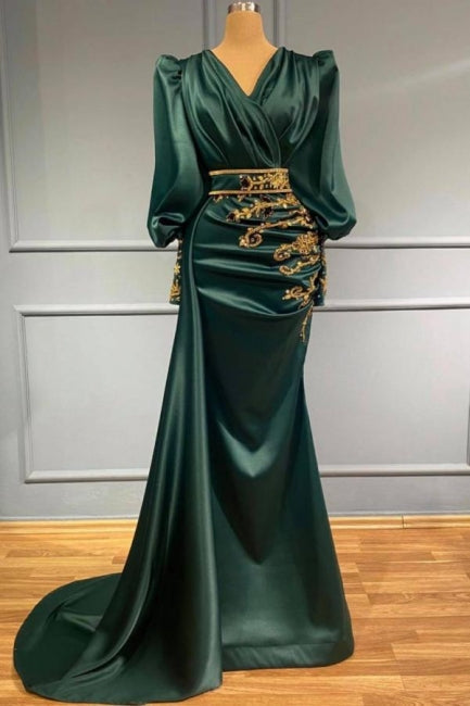  Dark Green Long Evening Dresses | Prom dresses with sleeves - Prom Dresses - DYAVOR® 
