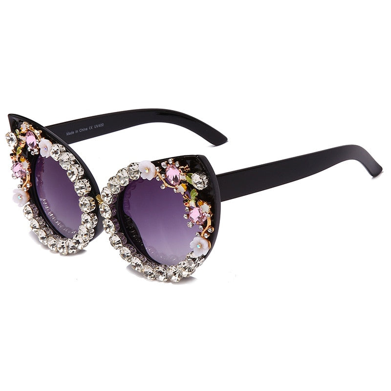  Women's Luxury Designer Diamond Oversized Crystal Cat Eyes Sunglasses - Women Sunglasses - DYAVOR® 