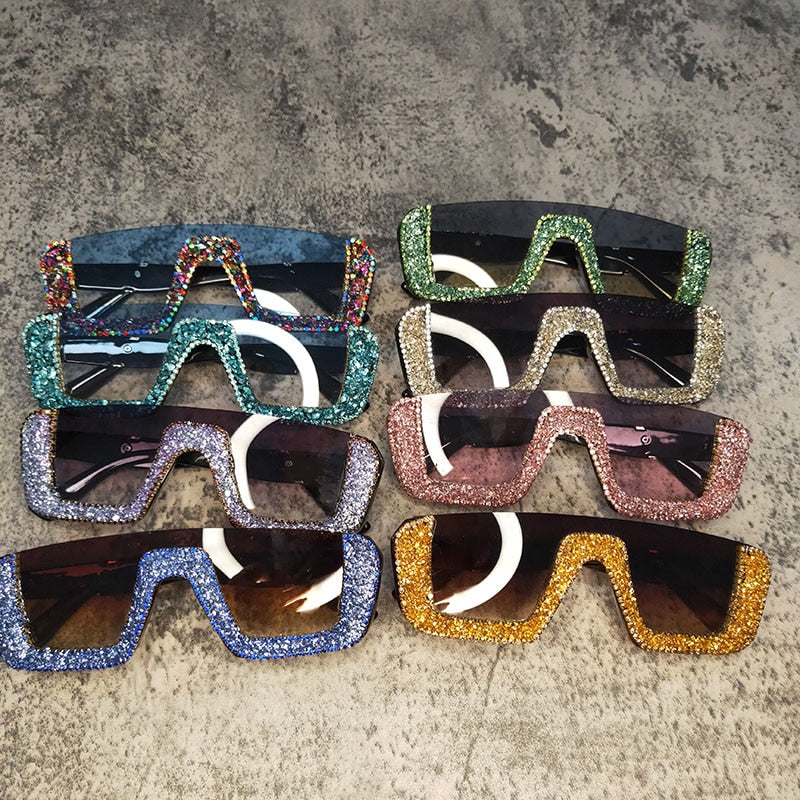  Women's Eyewear Haft Frame Vintage Classic Crystal Party Bling Sunglasses - Women Sunglasses - DYAVOR® 
