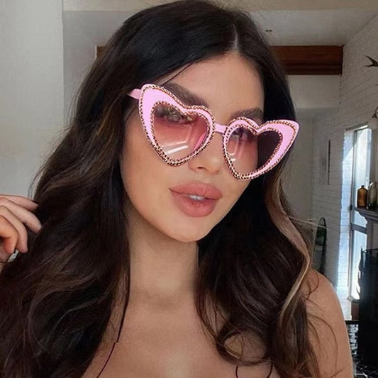  Women's Designer Heart Bling Crystal Diamond Luxury Eyewear Sunglasses - Women Sunglasses - DYAVOR® 