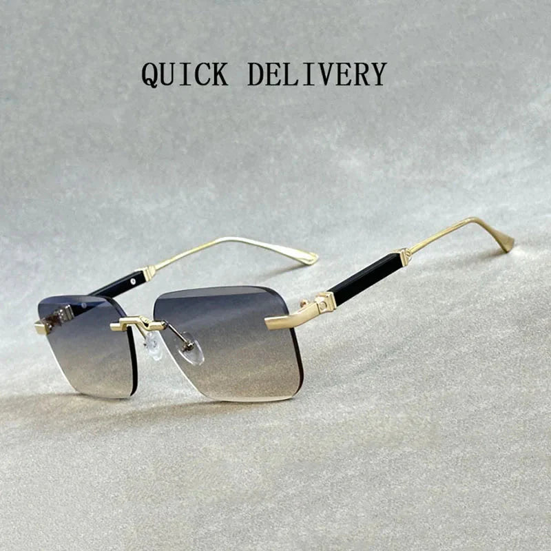  Men and Women Luxury Vintage Rimless UV400 Square Sunglasses - Unisex Sunglasses - DYAVOR® 