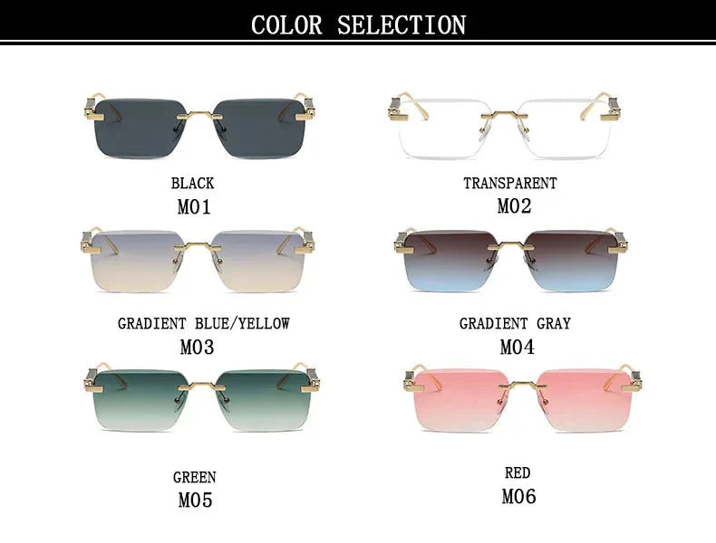  Men and Women Luxury Vintage Rimless UV400 Square Sunglasses - Unisex Sunglasses - DYAVOR® 