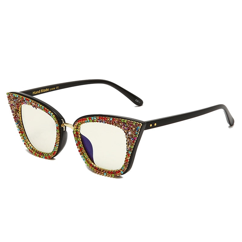  Women's Shiny Rhinestone Diamond Bling Cat Eye Shades Sunglasses - Women Sunglasses - DYAVOR® 