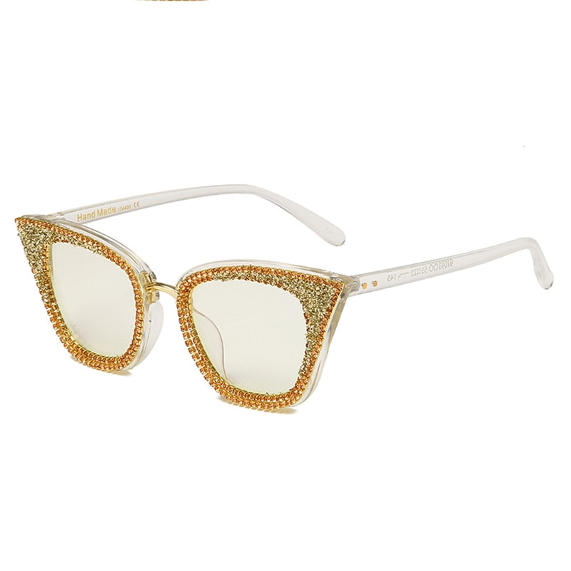  Women's Shiny Rhinestone Diamond Bling Cat Eye Shades Sunglasses - Women Sunglasses - DYAVOR® 