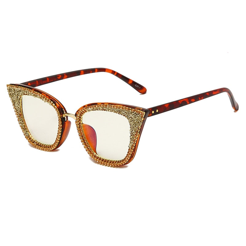  Women's Shiny Rhinestone Diamond Bling Cat Eye Shades Sunglasses - Women Sunglasses - DYAVOR® 