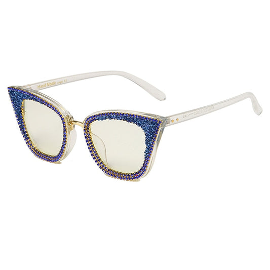 Women's Shiny Rhinestone Diamond Bling Cat Eye Shades Sunglasses - Women Sunglasses - DYAVOR® 