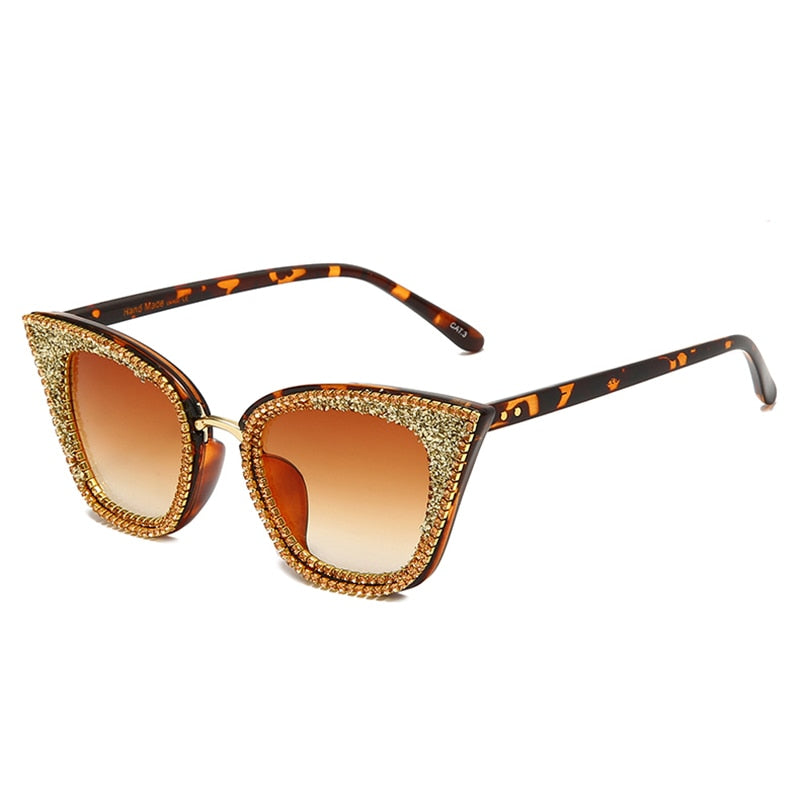  Women's Shiny Rhinestone Diamond Bling Cat Eye Shades Sunglasses - Women Sunglasses - DYAVOR® 