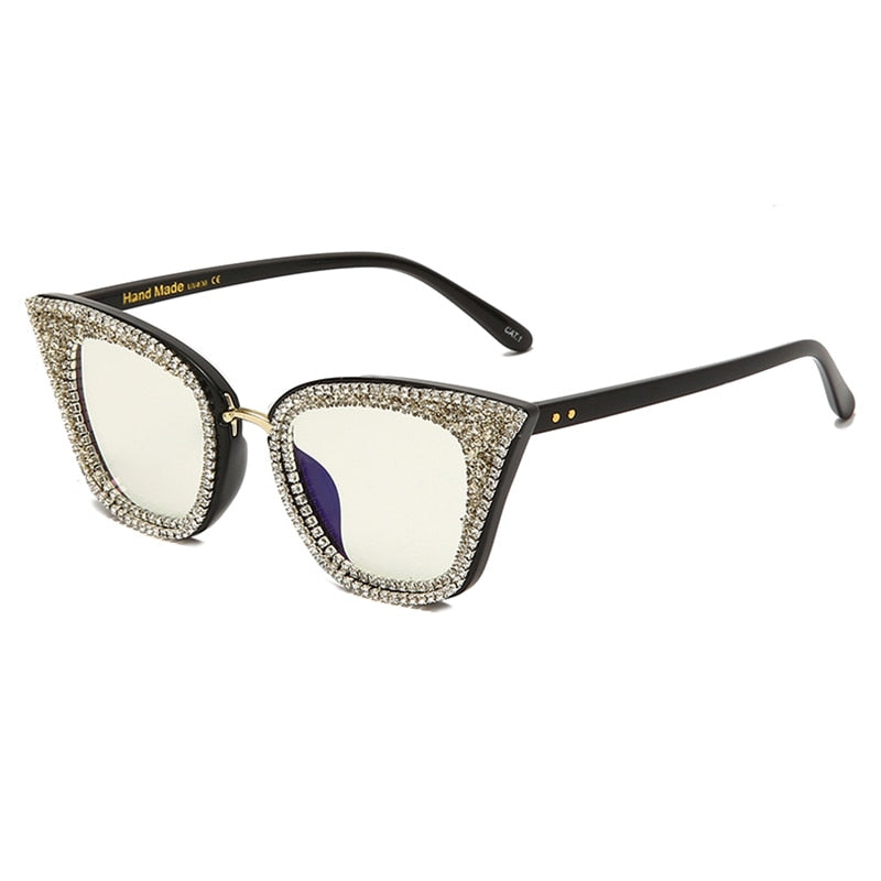  Women's Shiny Rhinestone Diamond Bling Cat Eye Shades Sunglasses - Women Sunglasses - DYAVOR® 
